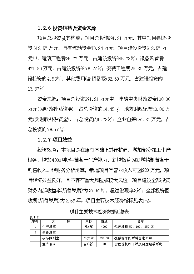（項目成果）4千噸葡萄干精加工擴建項目可行性論證申報材料（華經縱橫）