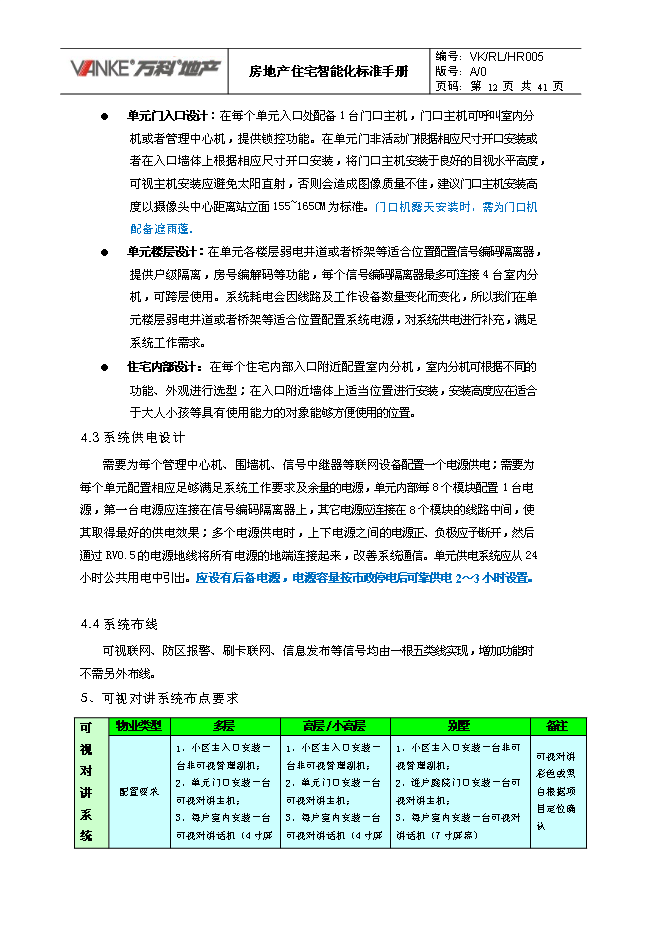萬科集團房地產住宅智能化標準手冊_全套完整