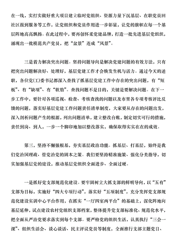 在2018年黨工委書記抓基層黨建工作述職評議會上的講話第8頁