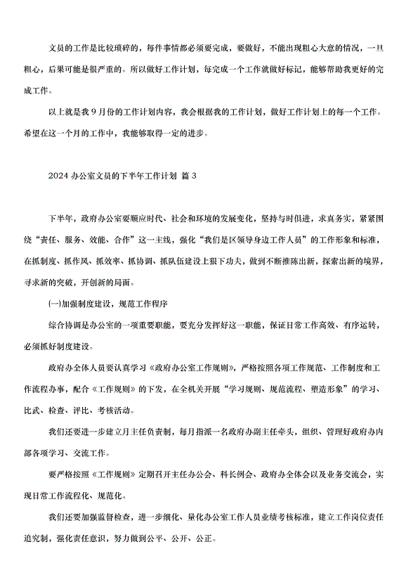 2024辦公室文員的下半年工作計劃（33篇）第3頁