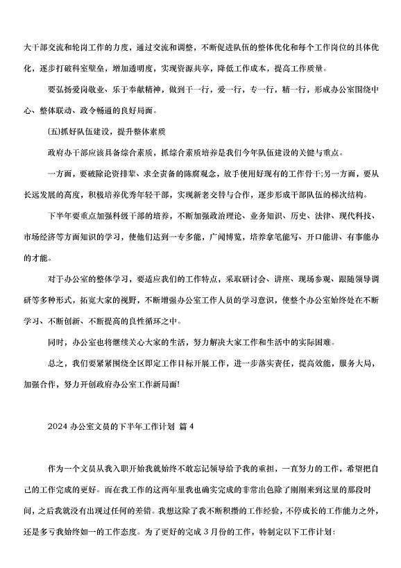 2024辦公室文員的下半年工作計劃（33篇）第5頁