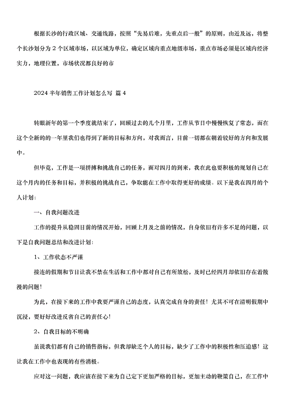 2024半年銷售工作計劃模版（4篇）第4頁