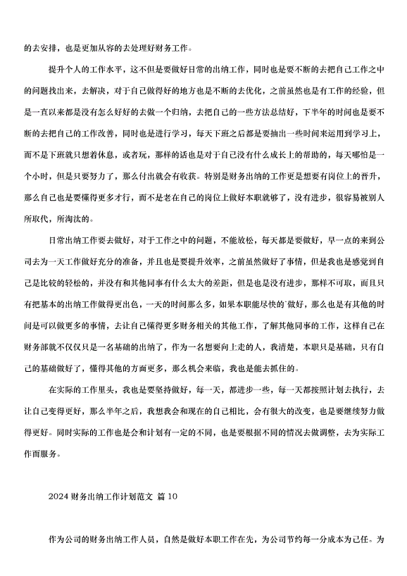 2024財務出納工作計劃（31篇）第13頁