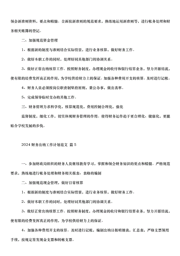 2024財務出納工作計劃（31篇）第6頁