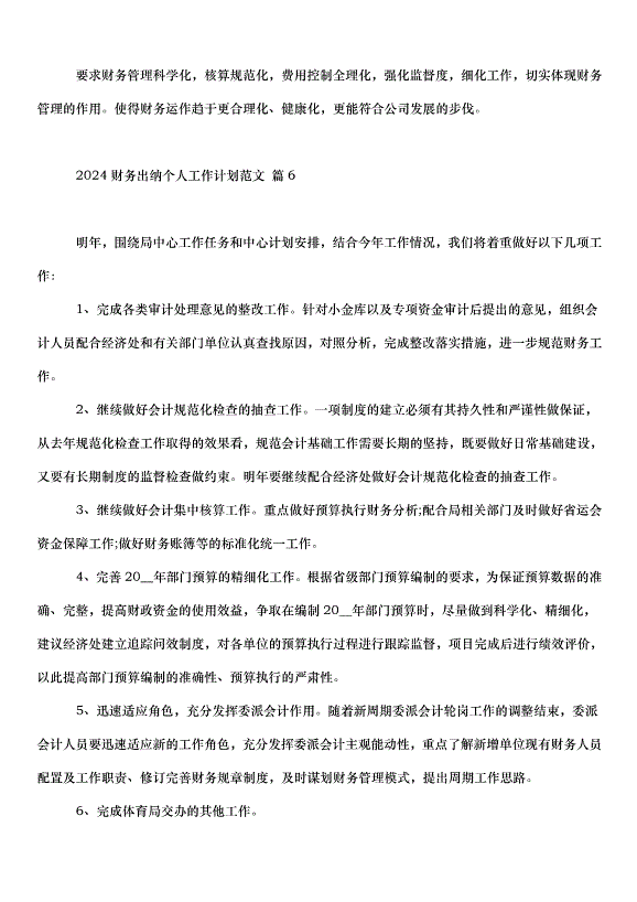 2024財務出納個人工作計劃（31篇）第10頁