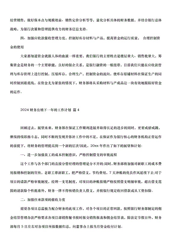 2024財務出納下一年的工作計劃（34篇）第5頁