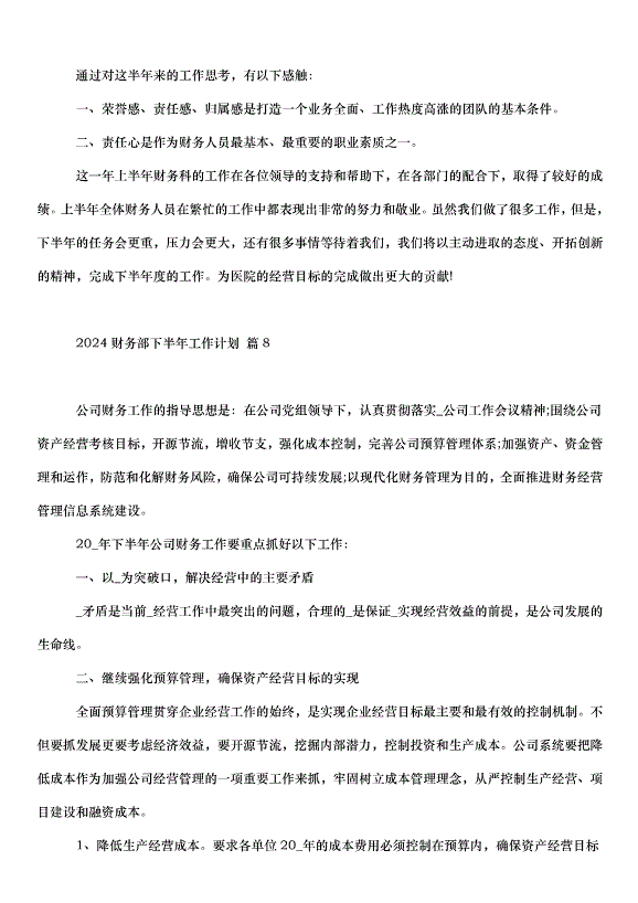 2024財務部下半年工作計劃（32篇）第14頁
