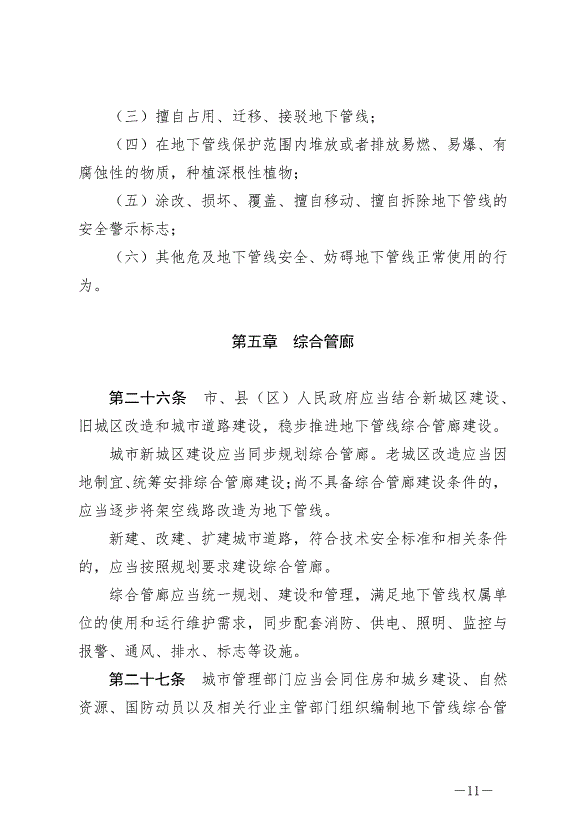 《撫州市城市地下管線管理條例》最新版2024年9月1日生效第11頁