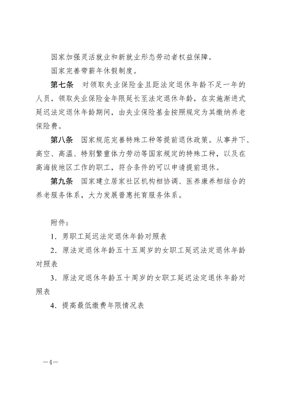 《全國人民代表大會常務委員會關于實施漸進式延遲法定退休年齡的決定》最新版2025年1月1日生效第4頁