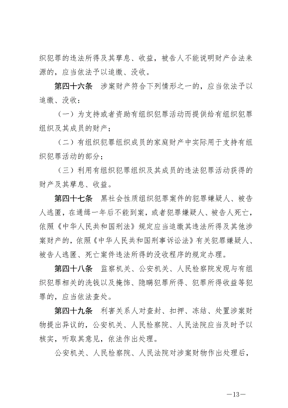 《中華人民共和國反有組織犯罪法》最新版2022年5月1日生效第13頁