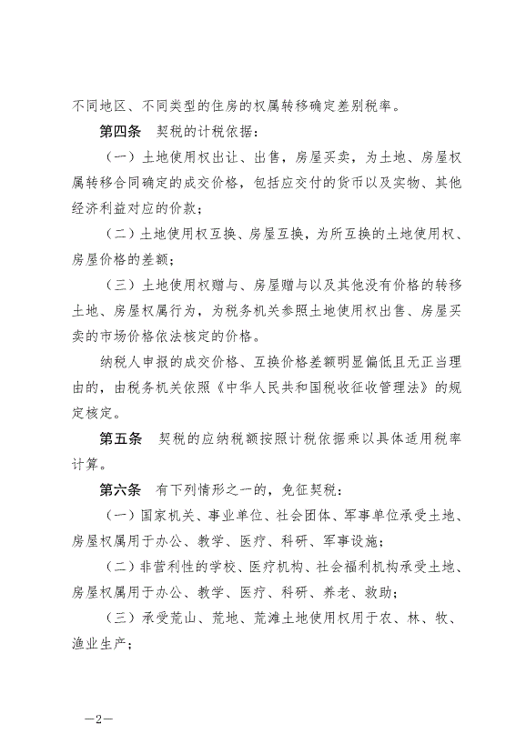 《中華人民共和國契稅法》最新版2021年9月1日生效預覽圖（2）