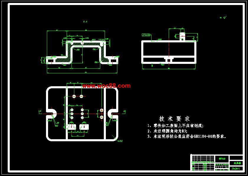 （定稿）叉形支架工藝及鉆M6螺紋底孔夾具設計（有CAD圖紙的喲）CAD截圖03