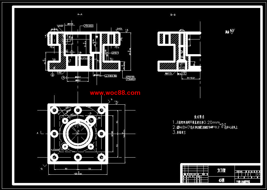 （全套CAD）方刀架工藝及銑床和鉆床夾具設計（終稿）CAD截圖06