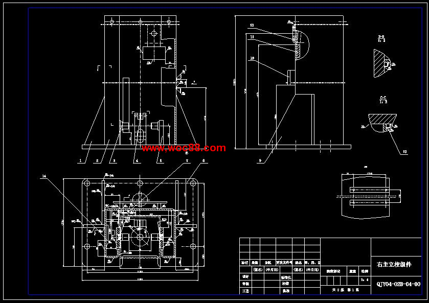 （全套CAD）普通式雙柱汽車舉升機的結構設計（終稿）CAD截圖06