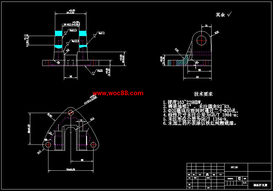 操縱桿支架機械加工工藝規程及3-Φ11孔鉆削夾具設計CAD截圖02