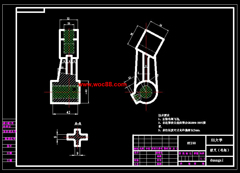 （全套CAD）撥叉機械加工工藝及鉆孔夾具設計（終稿）-CAD截圖04