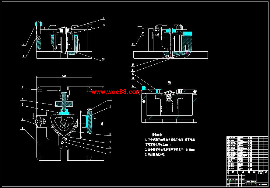 操縱桿支架機械加工工藝規程及3-Φ11孔鉆削夾具設計CAD截圖01