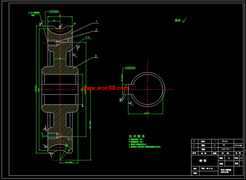 （全套CAD）汽車制動蹄圓柱面專用銑床旋轉機構及床身部件設計（終稿）CAD截圖01
