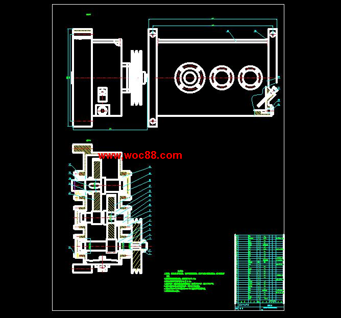 （全套CAD）汽車制動蹄圓柱面專用銑床旋轉機構及床身部件設計（終稿）CAD截圖04