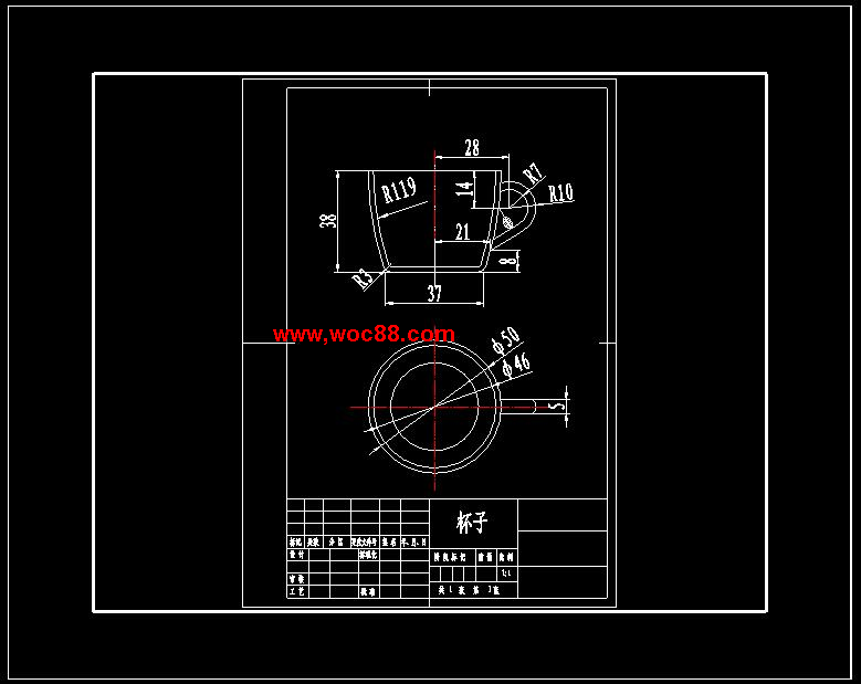 （全套CAD）杯子的UG三維造型與實體設計（終稿）CAD截圖02