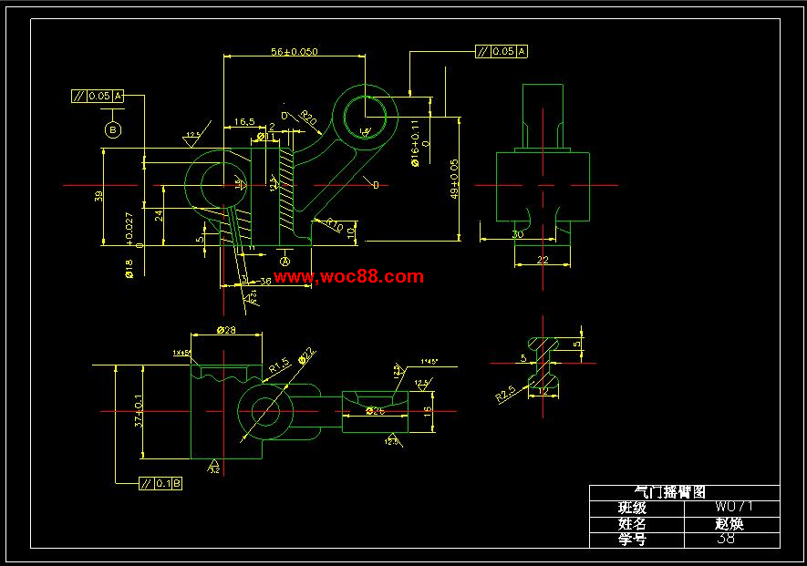 （全套CAD）氣門搖臂軸支座工藝加工和銑φ22上端面夾具設計（終稿）CAD截圖03