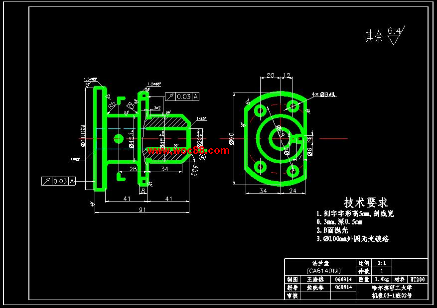（全套CAD）法蘭盤零件的機械加工工藝規程及Φ6和Φ4孔的工藝裝備設計（終稿）CAD截圖02