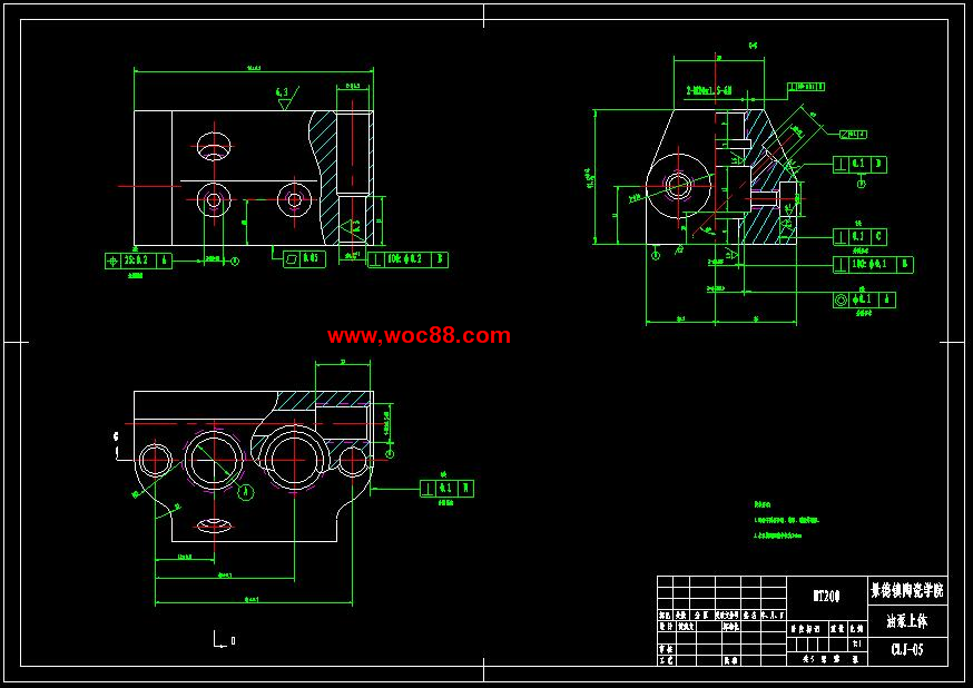 （全套CAD）柴油機油泵體的機械加工工藝規程及鉆M57H螺紋斜孔夾具設計（終稿）CAD截圖04