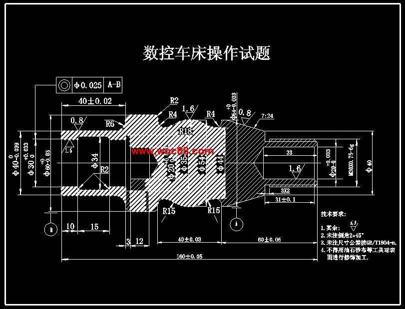 （定稿）典型軸零件的數控車削加工工藝及程序設計（有CAD圖紙的喲）CAD截圖01