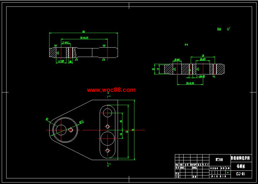 （全套CAD）柴油機油泵體的機械加工工藝規程及鉆M57H螺紋斜孔夾具設計（終稿）CAD截圖05