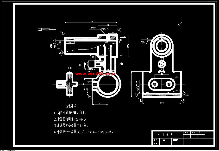 （終稿）十字接頭零件工藝鉆M10夾具及數控編程設計（CAD圖紙全套完整）CAD截圖05