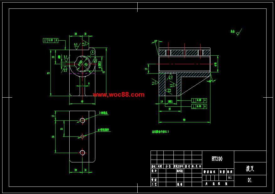 （全套CAD）撥叉831003加工工藝規程及鉆2M8螺紋孔夾具設計（終稿）CAD截圖03