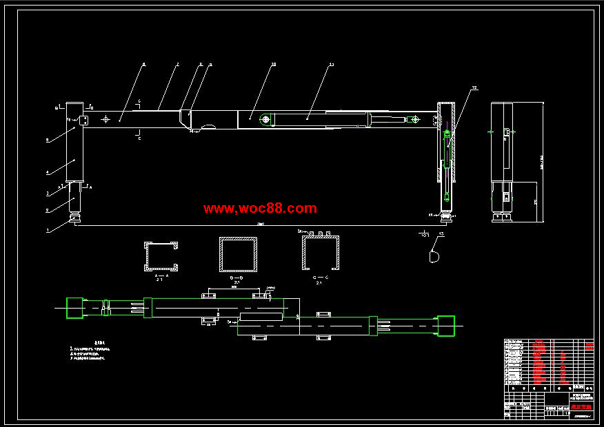 （全套CAD）江鈴15米三節臂高空作業車液壓支腿系統改裝設計（終稿）CAD截圖04