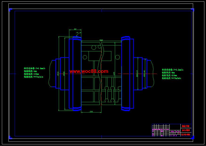 （全套CAD）柴油機氣缸體兩端面粗銑組合機床總體及夾具設計（終稿）CAD截圖04
