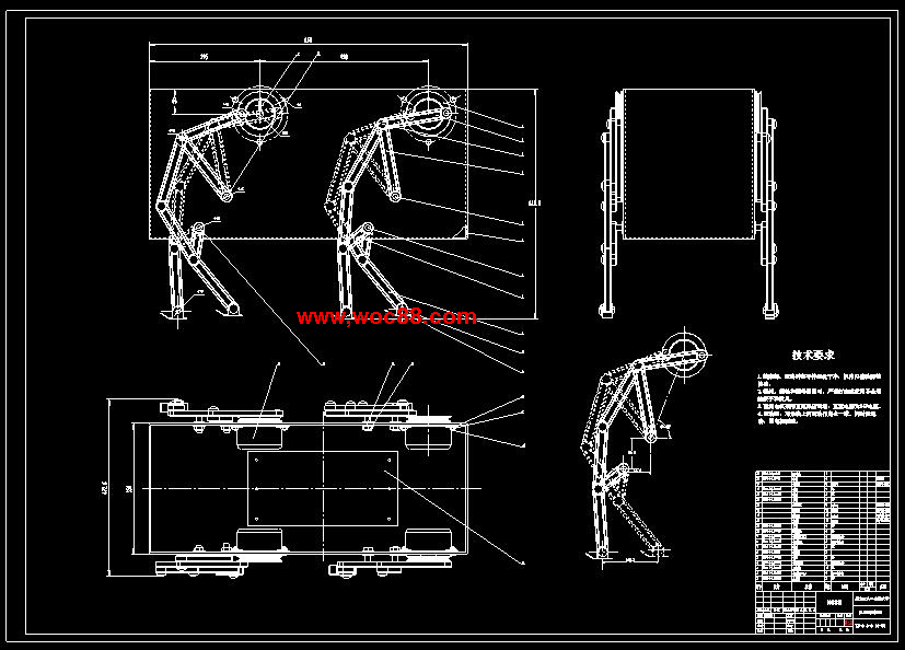 （定稿）基于SolidWorks四足行走機構的虛擬設計及動畫模擬設計（有CAD圖紙的喲）CAD截圖01