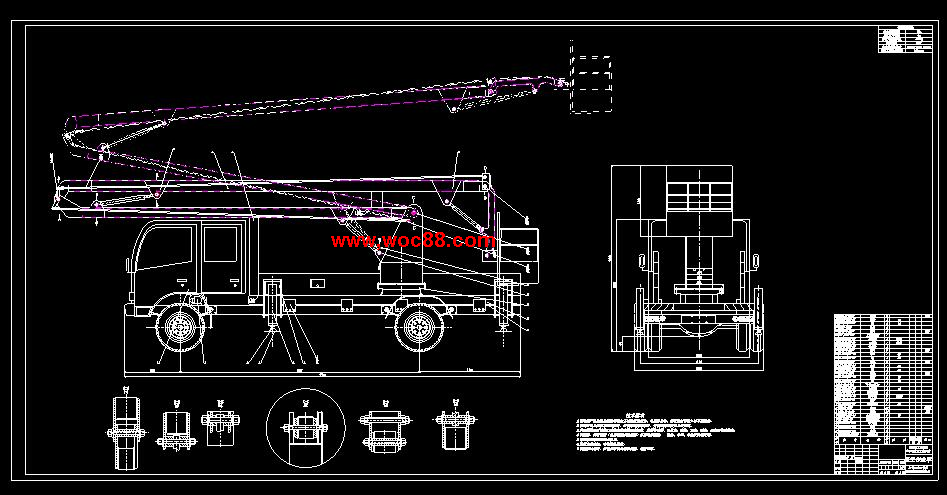 （全套CAD）江鈴15米三節臂高空作業車舉升、吊斗改裝設計（終稿）CAD截圖01