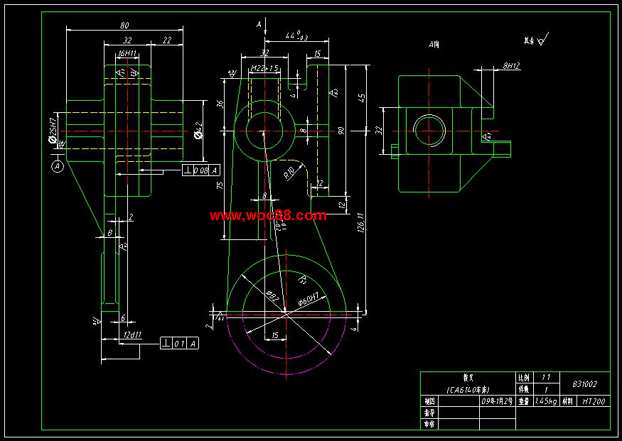 （全套CAD）CA6140車床撥叉831002零件機械加工工藝及銑φ60兩側面夾具設計（終稿）CAD截圖03