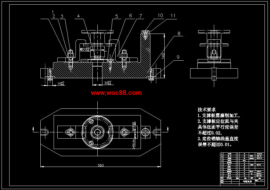 （全套CAD）CA6140機床法蘭盤[831004]3銑φ100面夾具設計（終稿）CAD截圖01