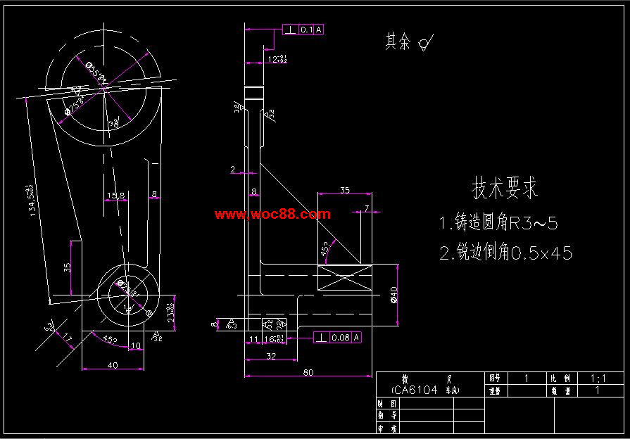 （全套CAD）CA6140車床撥叉831006零件的機械加工工藝鏜φ55孔夾具設計（終稿）CAD截圖03