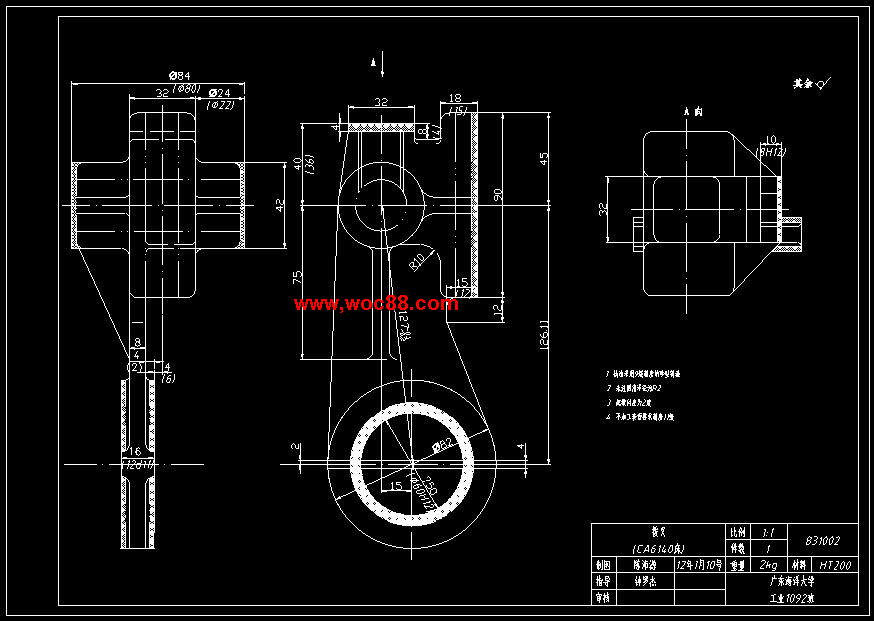 （全套CAD）CA6140車床撥叉831002零件機械加工工藝及鉆φ60mm孔夾具設計（終稿）CAD截圖03