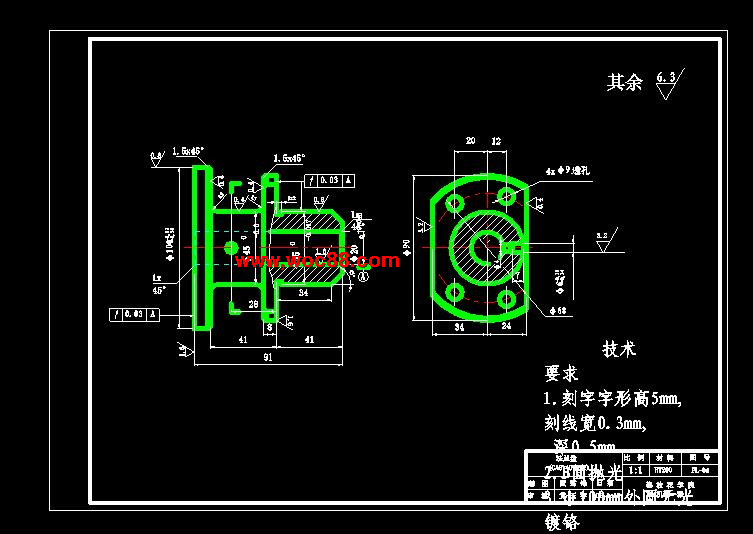 （全套CAD）法蘭盤的機械加工工藝規程及銑平面工藝裝備設計（終稿）CAD截圖03