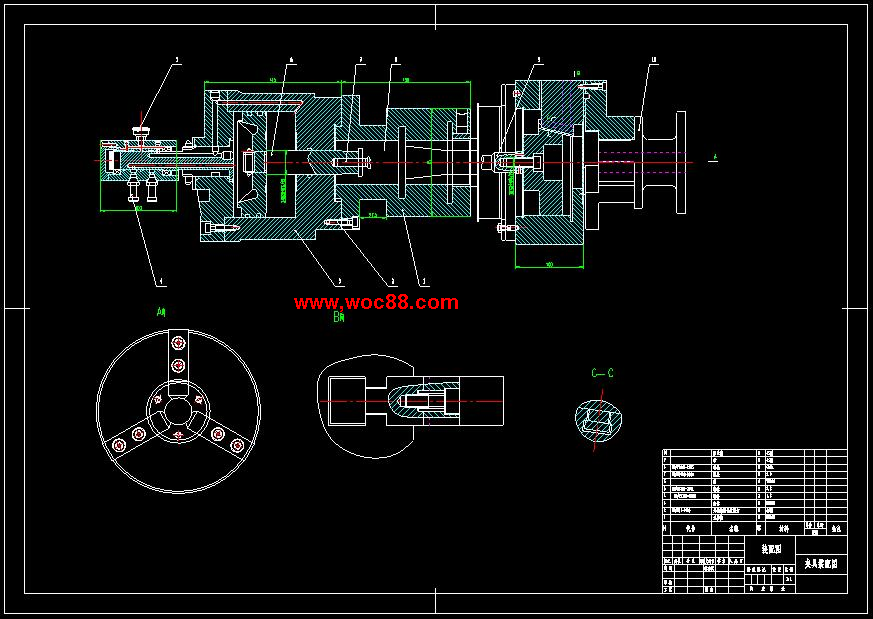 （全套CAD）CA6140臥式車床法蘭盤[831004]4車大端面及20孔夾具設計（終稿）CAD截圖01