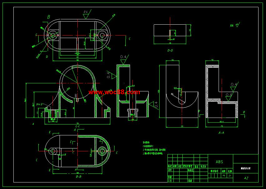 （全套CAD）淋浴噴頭支架塑料注射模具設計（終稿）CAD截圖02