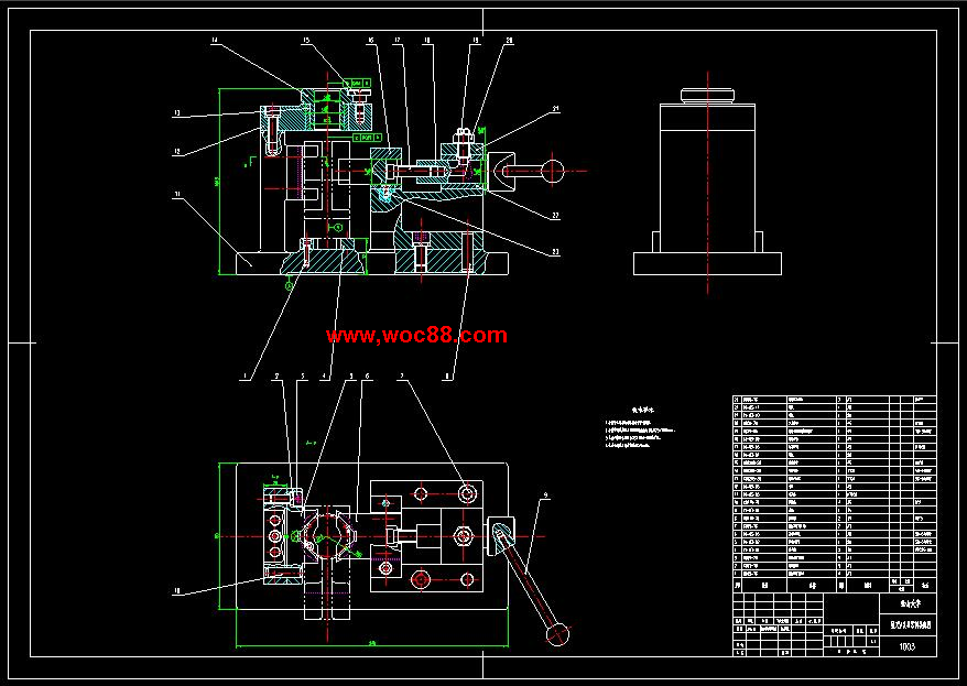 （全套CAD）CA6140車床撥叉831005零件機械加工工藝及鉆Φ22花鍵孔夾具設計（終稿）CAD截圖01