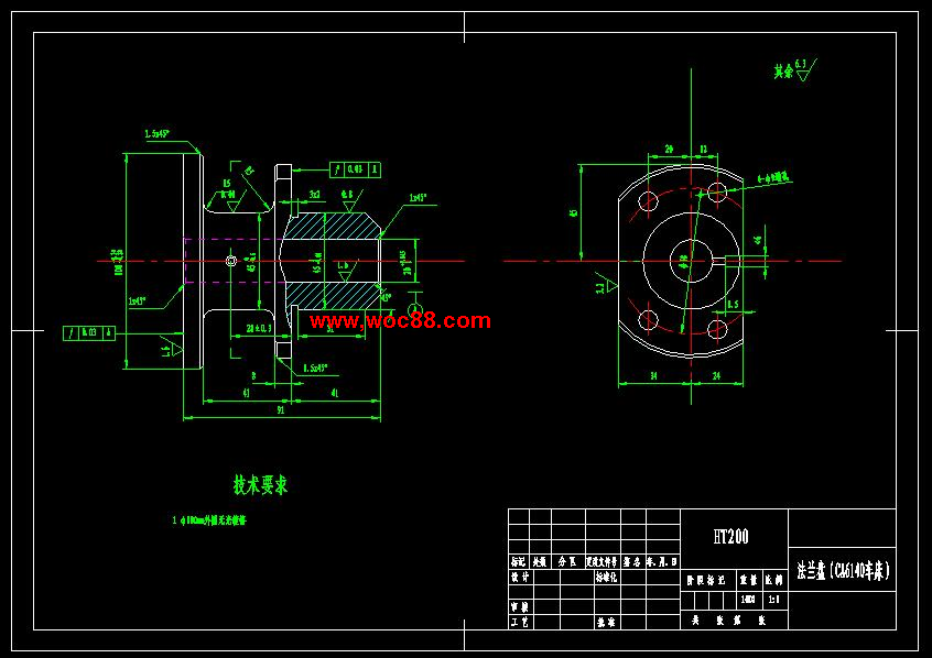 （全套CAD）CA6140臥式車床法蘭盤[831004]4車大端面及20孔夾具設計（終稿）CAD截圖03