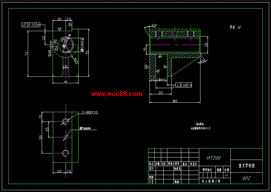 （全套CAD）CA6140車床撥叉831003零件機械加工工藝及鉆2M8底孔設計（終稿）CAD截圖03