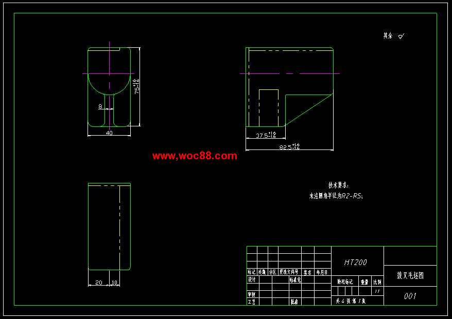 （全套CAD）CA6140車床撥叉831003零件機械加工工藝及鉆2M8底孔設計（終稿）CAD截圖04