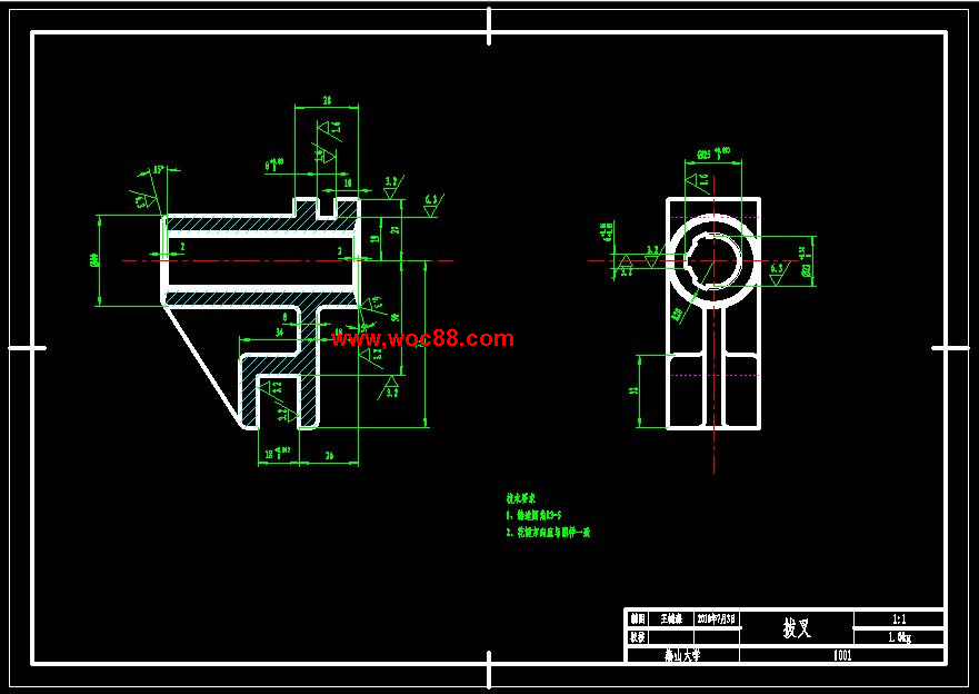 （全套CAD）CA6140車床撥叉831005零件機械加工工藝及鉆Φ22花鍵孔夾具設計（終稿）CAD截圖04