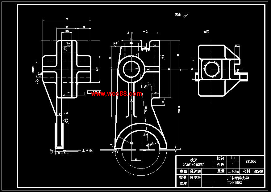 （全套CAD）CA6140車床撥叉831002零件機械加工工藝及鉆φ60mm孔夾具設計（終稿）CAD截圖04